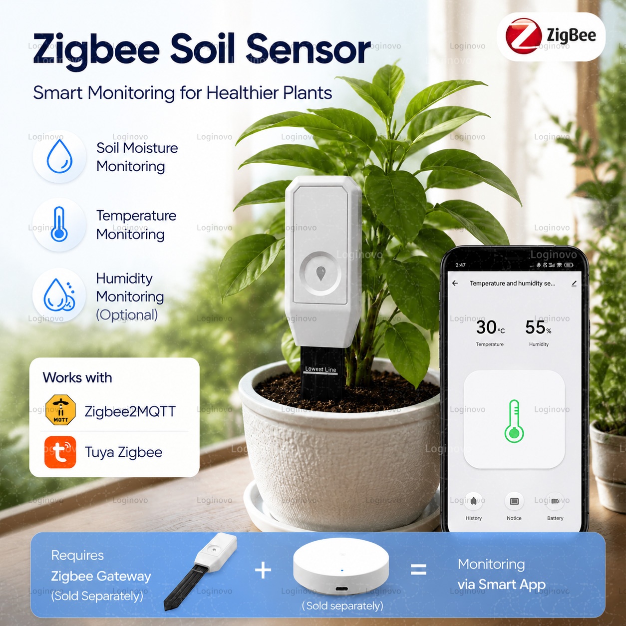 Home Automation Technology - Testeur d'humidité du sol Tuya Zigbee,
